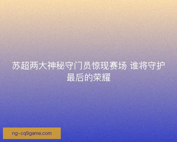 苏超两大神秘守门员惊现赛场 谁将守护最后的荣耀