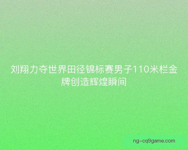 刘翔力夺世界田径锦标赛男子110米栏金牌创造辉煌瞬间