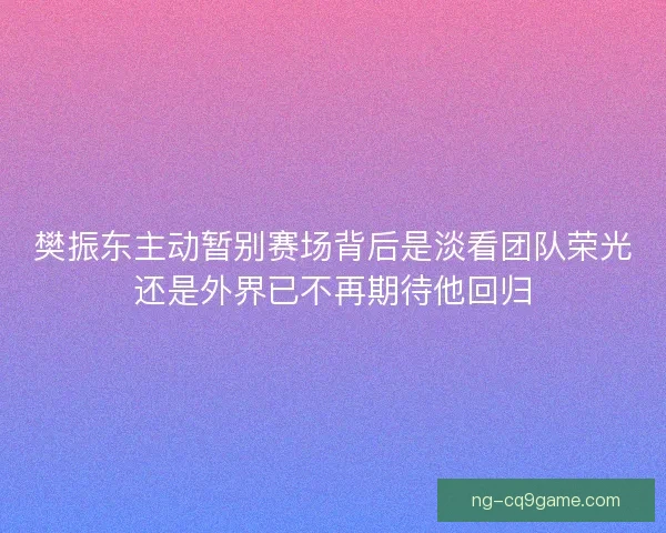 樊振东主动暂别赛场背后是淡看团队荣光还是外界已不再期待他回归