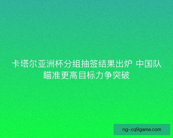 卡塔尔亚洲杯分组抽签结果出炉 中国队瞄准更高目标力争突破 卡塔尔亚洲杯分组抽签结果出炉 中国队瞄准更高目标力争突破